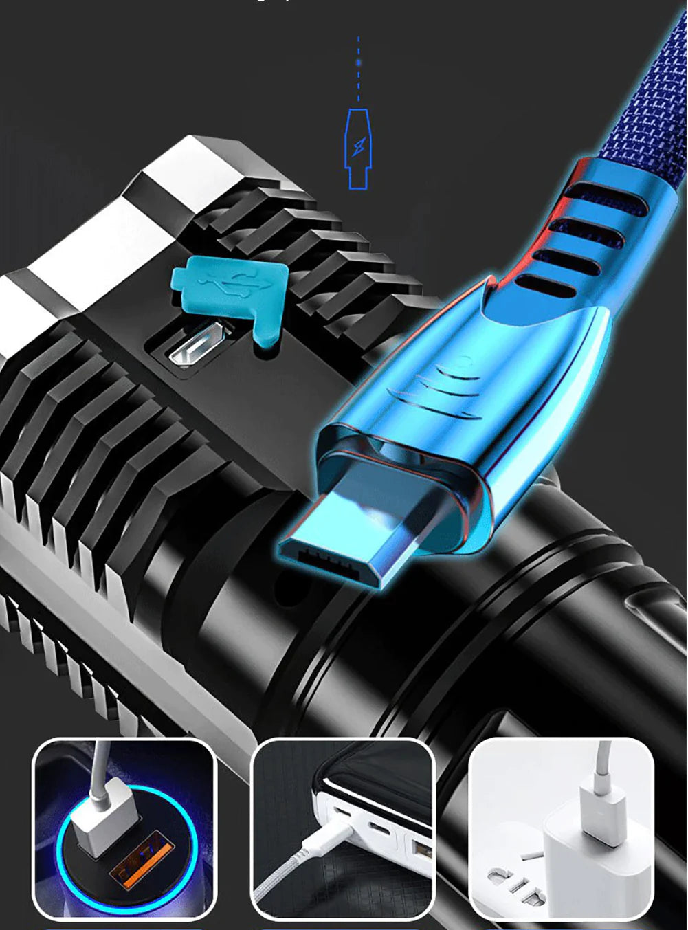 Torcia Led Tattica UltraPower - Multifunzionale e Impermeabile + Ricarica USB | LIQUIDAZIONE TOTALE!