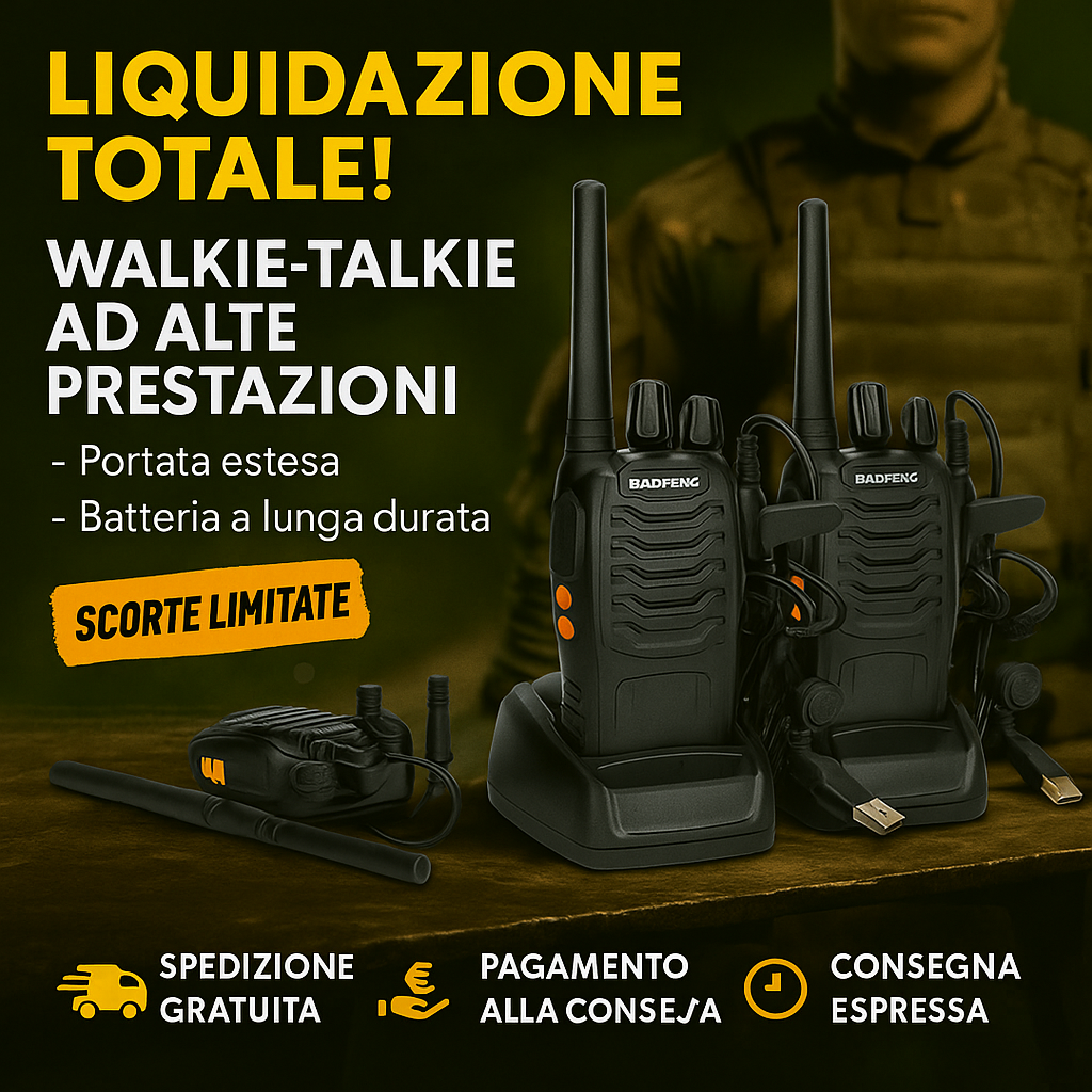 Walkie-Talkie ad Alte Prestazioni – Portata Estesa + Batteria a Lunga Durata | LIQUIDAZIONE TOTALE!