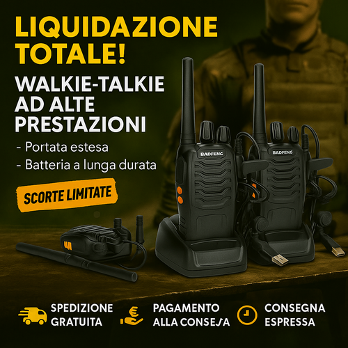 Walkie-Talkie ad Alte Prestazioni – Portata Estesa + Batteria a Lunga Durata | LIQUIDAZIONE TOTALE!